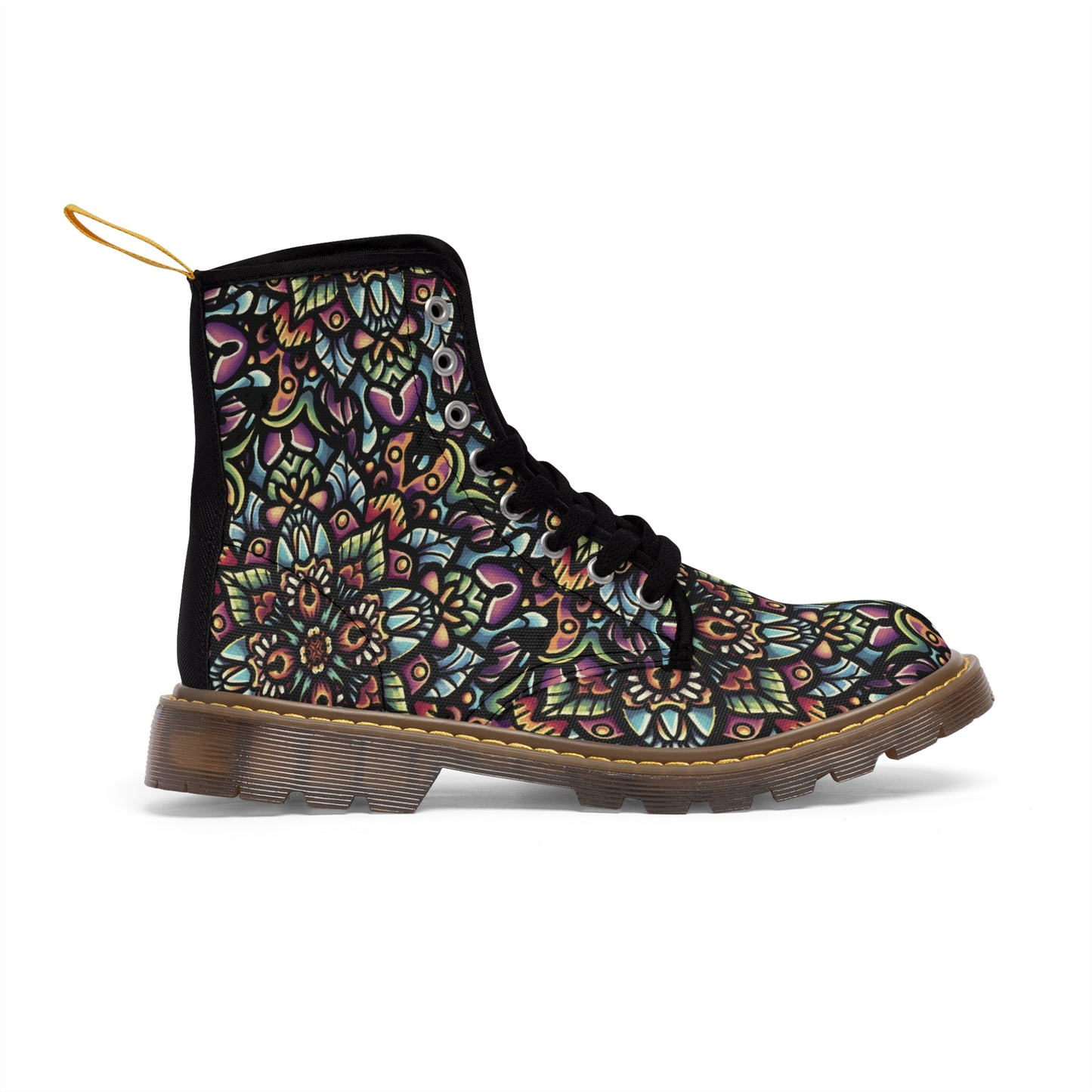 Kaleidoscopic Soles: Women's Colorful Mandala Canvas Boots