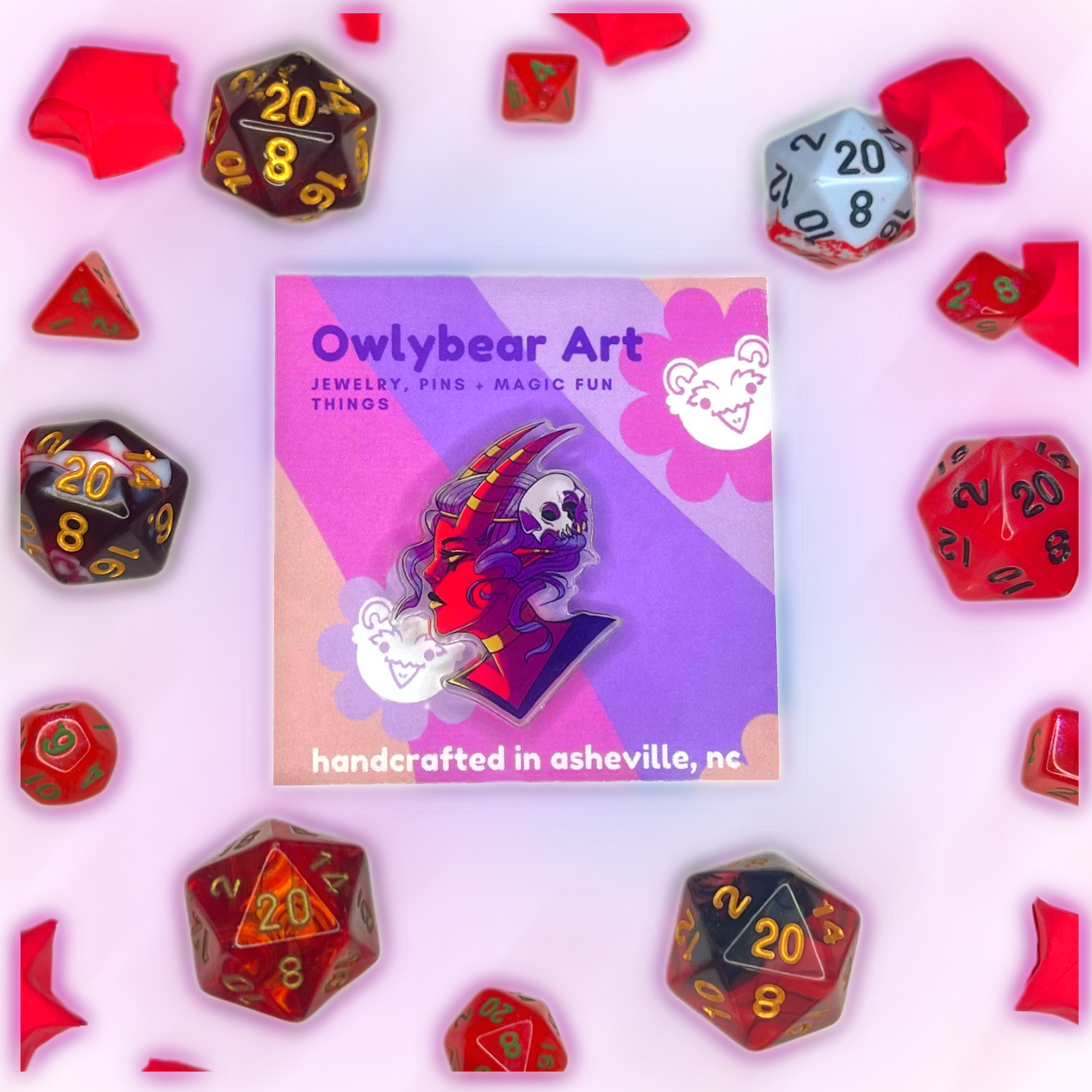 PINS: Demon/Tiefling Fantasy Acrylic Portrait Pin