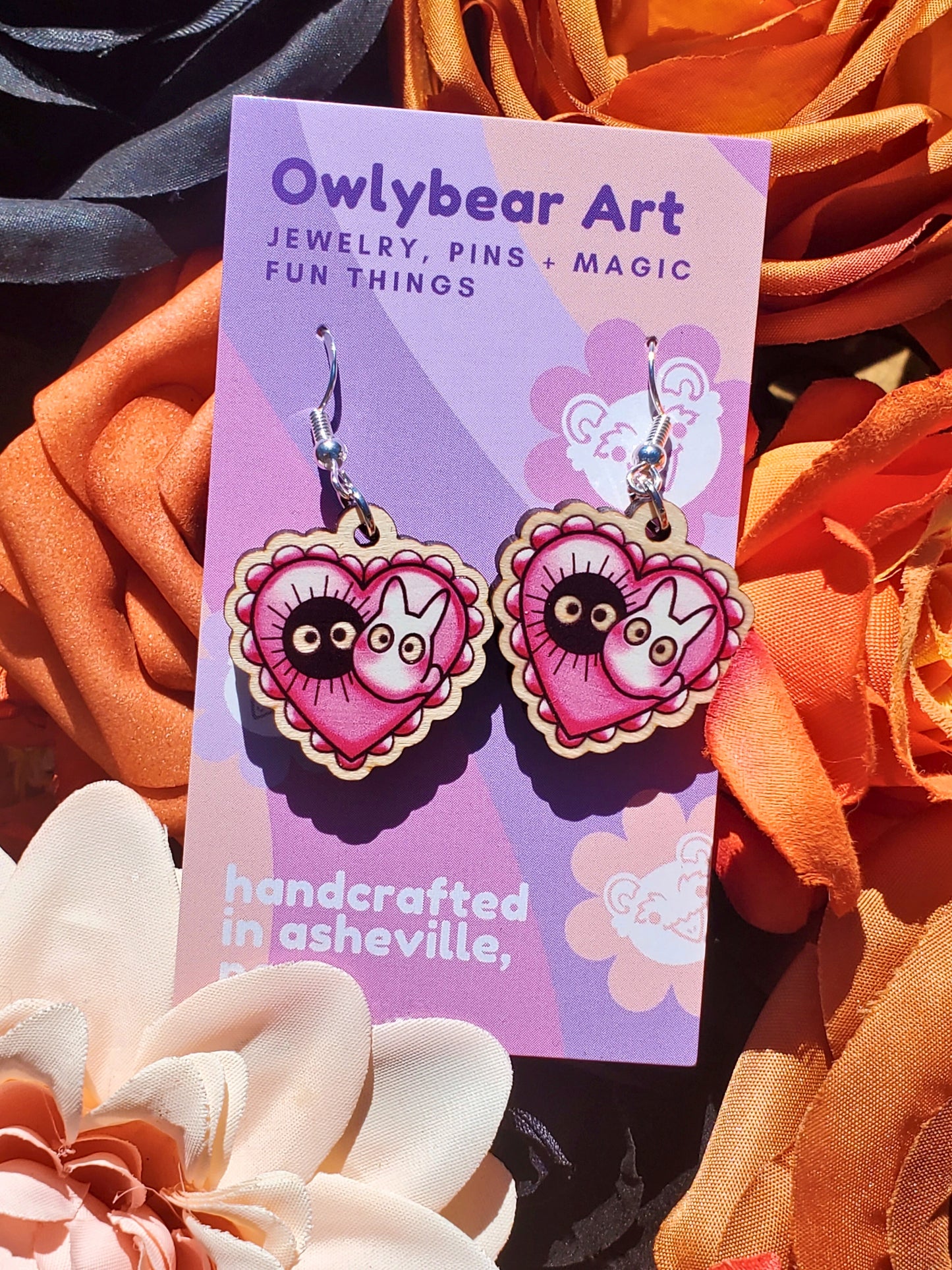 EARRINGS: Soot Heart Wood Dangle Earrings