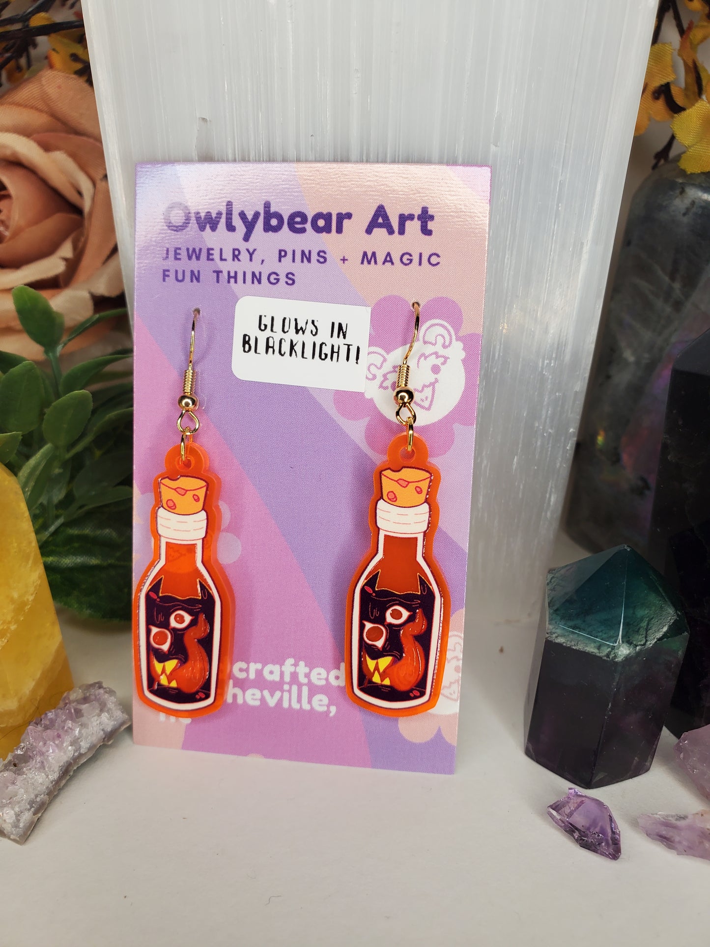 EARRINGS: Blacklight Glow Fiend in a Bottle Earrings