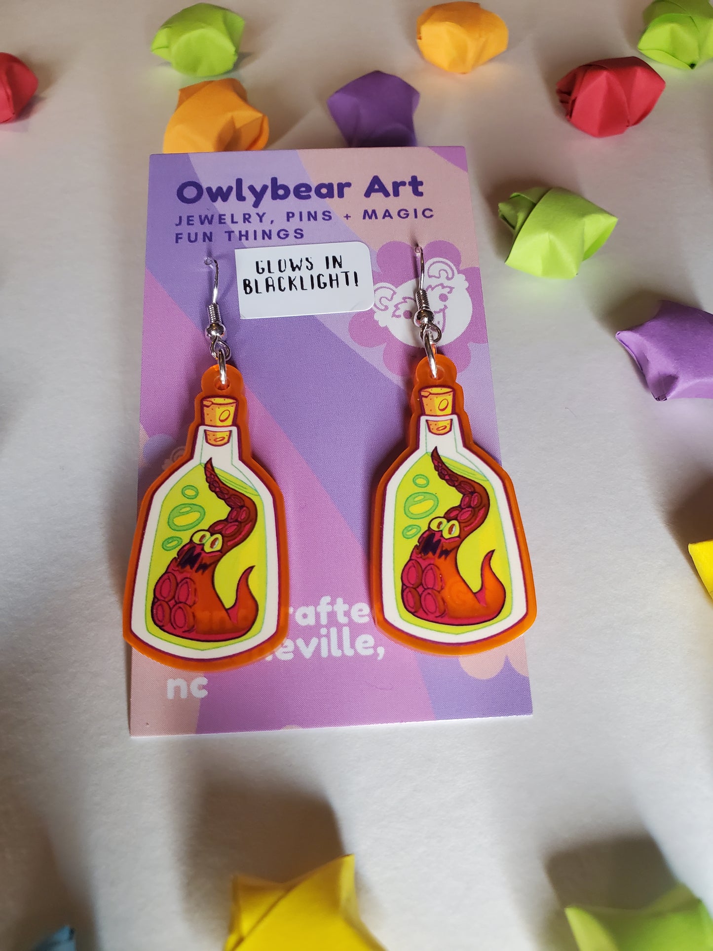 EARRINGS: Blacklight Glow Fiend in a Bottle Earrings