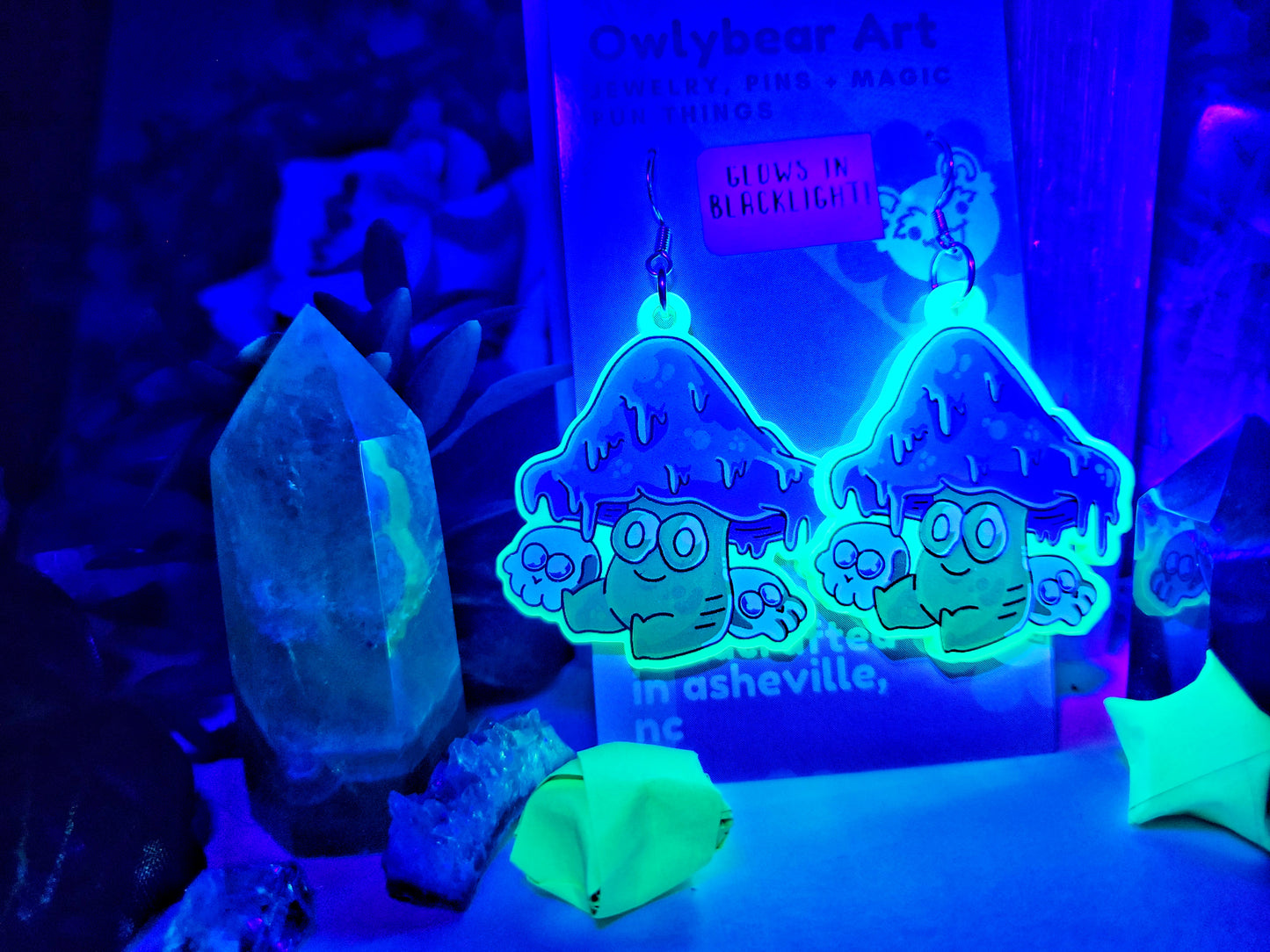 EARRINGS: Blacklight Glow Fiend in a Bottle Earrings