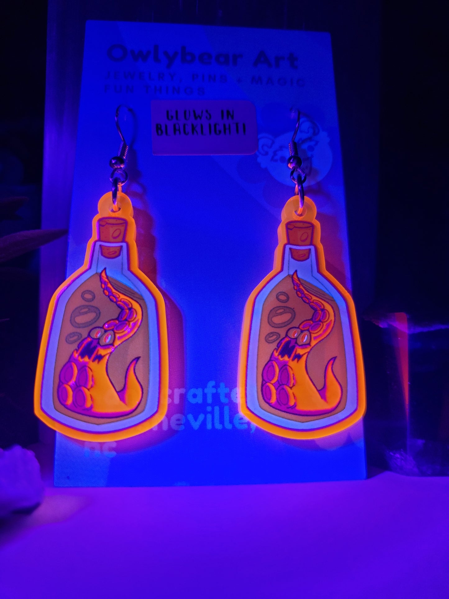 EARRINGS: Blacklight Glow Fiend in a Bottle Earrings