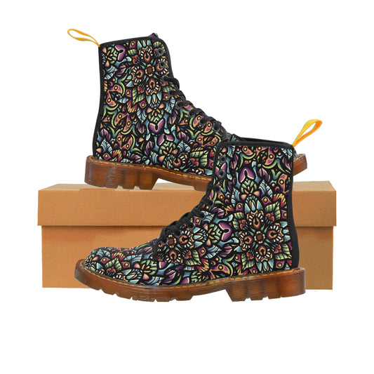 Kaleidoscopic Soles: Women's Colorful Mandala Canvas Boots