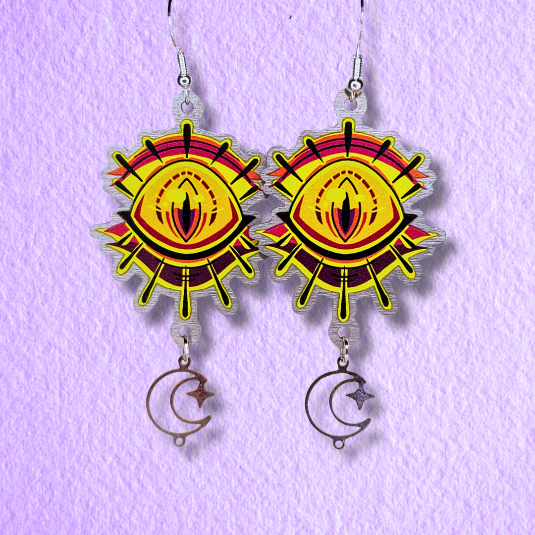 EARRINGS: Mystic Eye Earrings with moon or star charms