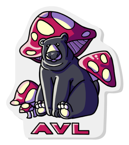 ASHEVILLE: Asheville AVL Black Bear with Mushroom Cap Acrylic Pin