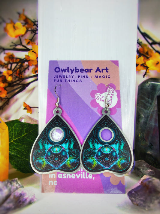 EARRINGS: Ghost Cat Ouija Planchette Dangle Earrings