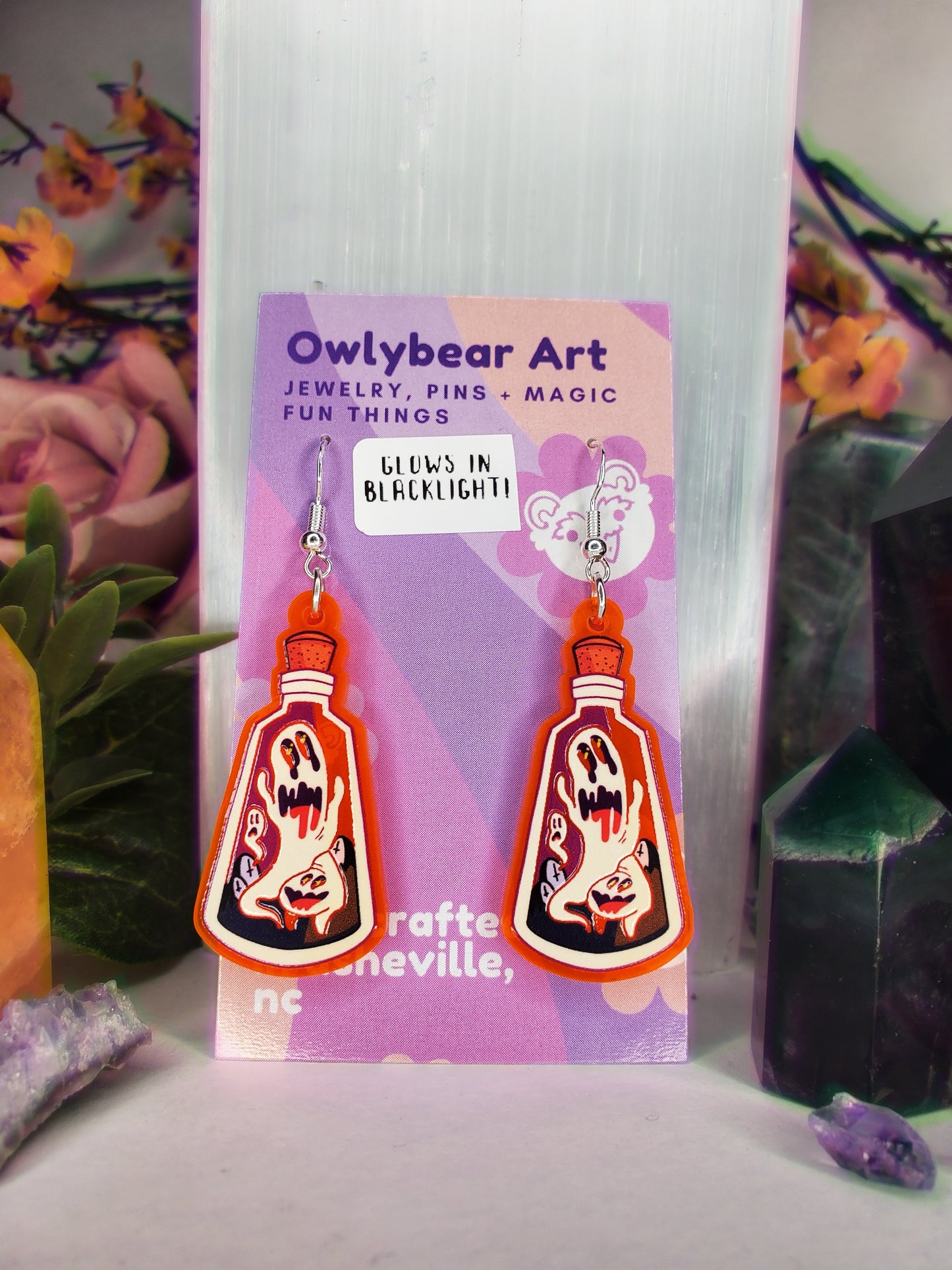 EARRINGS: Blacklight Glow Fiend in a Bottle Earrings