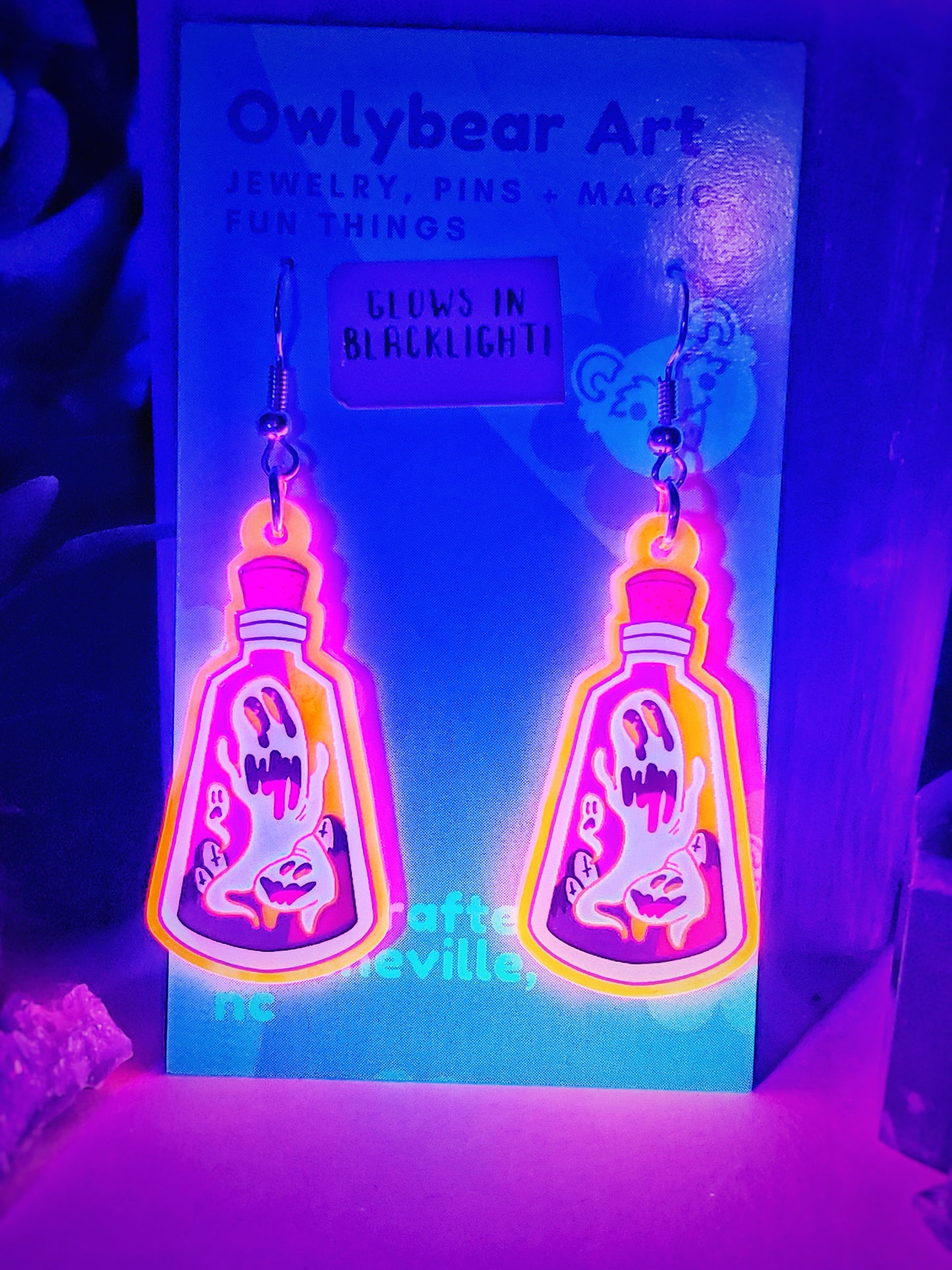 EARRINGS: Blacklight Glow Fiend in a Bottle Earrings