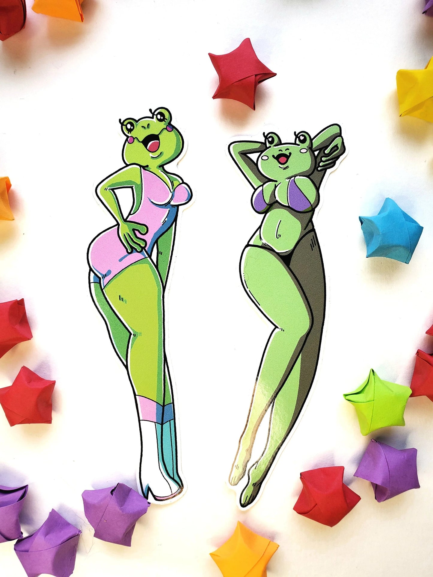 STICKERS: Bikini Pin-Up Frog Girl Sticker Set