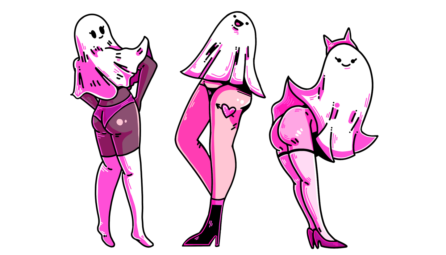 STICKERS: Pin-up Glittery Ghost Girlies Sticker Set - Funny Cute & Quirky!