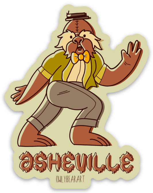 ASHEVILLE: Asheville Adventure - Cottagecore Hipster Bigfoot Sticker